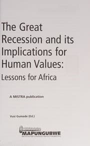 Tapa de Great Recession and Its Implications for Human Values