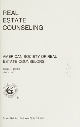 Tapa de Real estate counseling