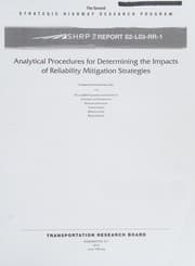 Tapa de Analytical procedures for determining the impacts of reliability mitigation strategies