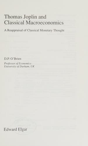 Tapa de Thomas Joplin and classical macroeconomics