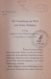 Tapa de Die Unordnung der Welt und Gottes Heilsplan