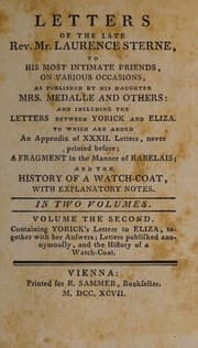 Tapa de Letters of the late Rev. Mr. Laurence Sterne, to his most intimate friends, on various occasions, as published by his daughter, Mrs. Medalle and others