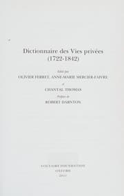 Tapa de Dictionnaire des vies privées (1722-1842)