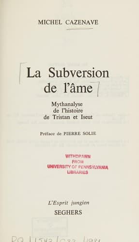 Tapa de La subversion de l'âme