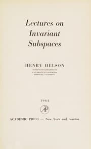 Tapa de Lectures on invariant subspaces