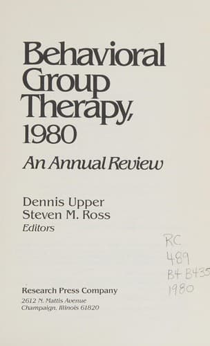 Tapa de Behavioral group therapy, 1980