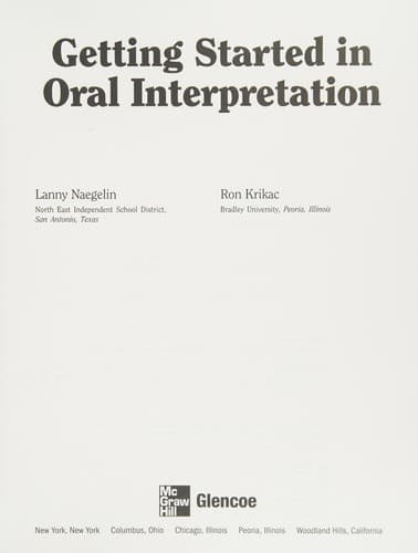 Tapa de Getting started in oral interpretation
