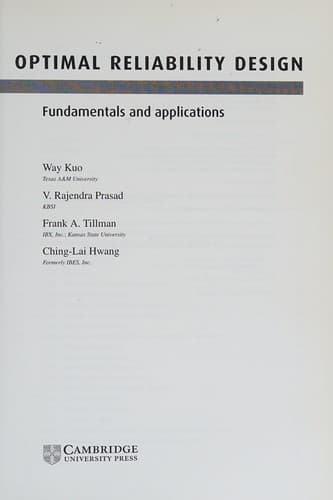 Tapa de Optimal reliability design