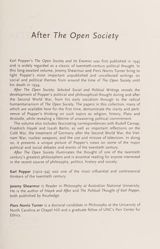 Tapa de After The Open Society