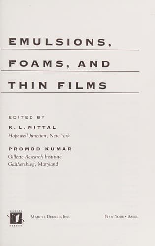 Tapa de Emulsions, foams, and thin films