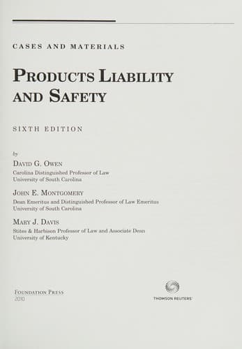 Tapa de Products liability and safety