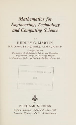 Tapa de Mathematics for engineering, technology, and computing science