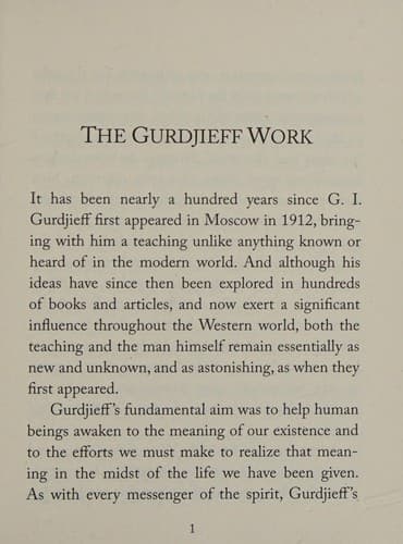 Tapa de Introduction to the Gurdjieff work