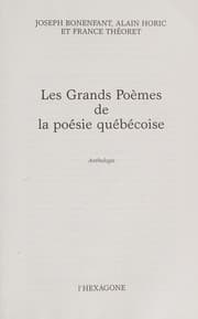 Tapa de Les grands poèmes de la poésie québécoise