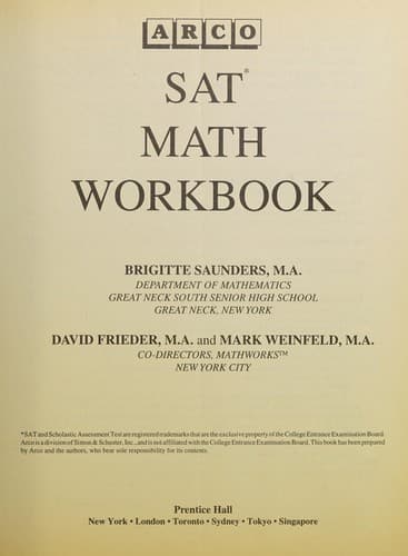 Tapa de SAT math workbook