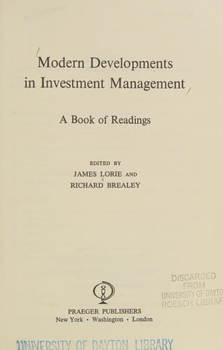 Tapa de Modern developments in investment management