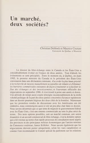 Tapa de Un marché, deux sociétés?