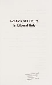 Tapa de The Politics of Culture in Liberal Italy