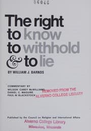 Tapa de The right to know, to withhold & to lie