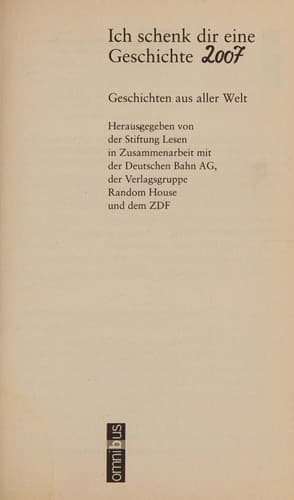Tapa de Ich schenk dir eine Geschichte 2007