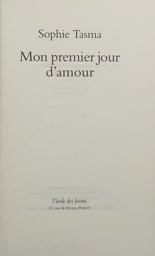 Tapa de Mon premier jour d'amour