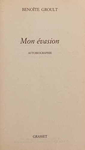 Tapa de Mon évasion
