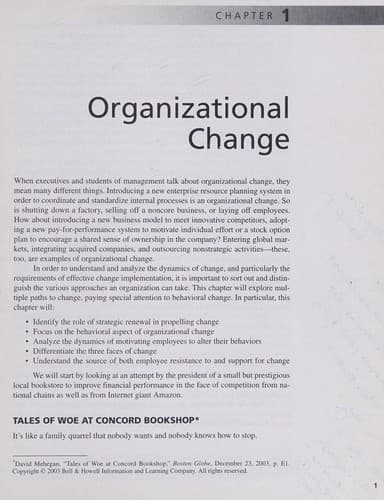 Tapa de Implementing organizational change