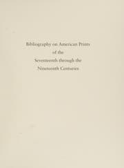 Tapa de Bibliography on American Prints of the Seventeenth through the Nineteenth Centuries
