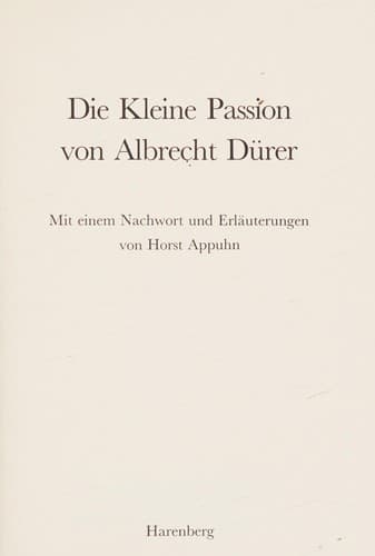 Tapa de Die kleine Passion