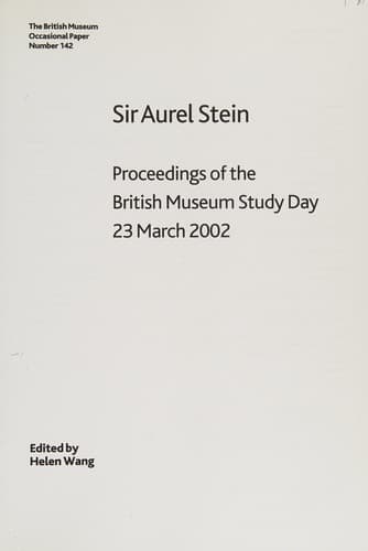 Tapa de Sir Aurel Stein