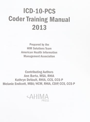 Tapa de Icd-10-pcs coder training manual