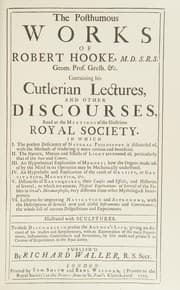 Tapa de The Posthumous works of Robert Hooke, containing his Cutlerian lectures, and other discourses, read at the meetings of the illustrious Royal Society
