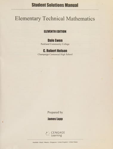 Tapa de Elementary technical mathematics