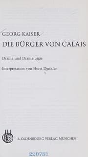 Tapa de Georg Kaiser: Die Bürger von Calais