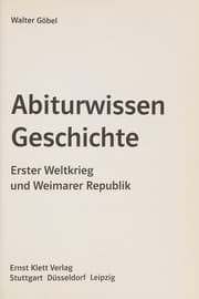 Tapa de Abiturwissen Geschichte - Erster Weltkrieg und Weimarer Republik
