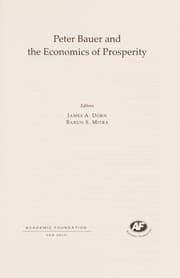 Tapa de Peter Bauer and the economics of prosperity