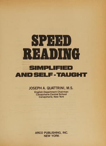 Tapa de Speed reading simplified and self-taught