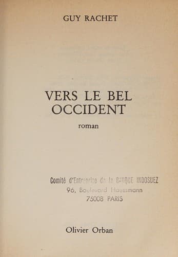 Tapa de Vers le bel Occident