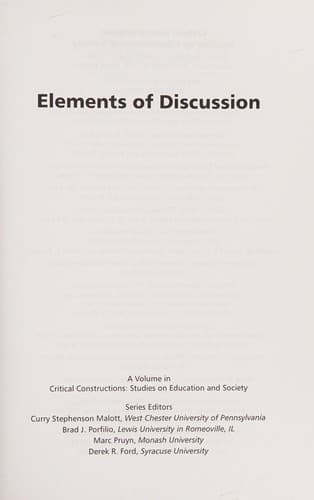 Tapa de Elements of discussion