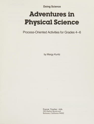Tapa de Adventures in physical science