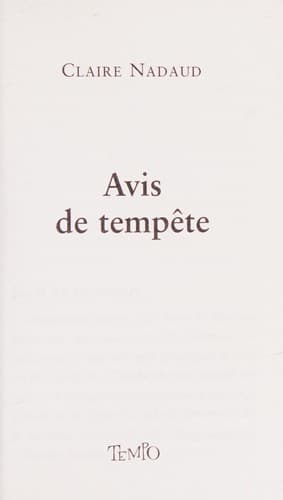 Tapa de Avis de tempête