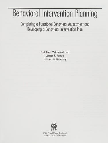 Tapa de Behavioral intervention planning