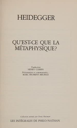 Tapa de Qu'est-ce que la métaphysique?