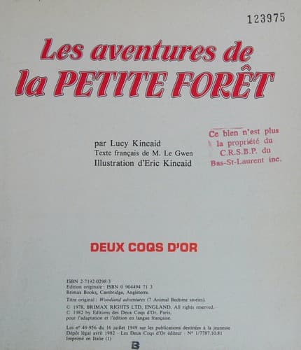 Tapa de Les aventures de la petite forêt