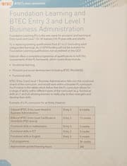 Tapa de BTEC entry 3/level 1 business administration