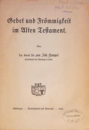 Tapa de Gebet und Frömmigkeit im Alten Testament