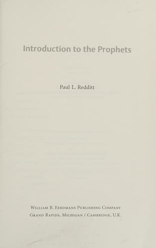 Tapa de Introduction to the Prophets