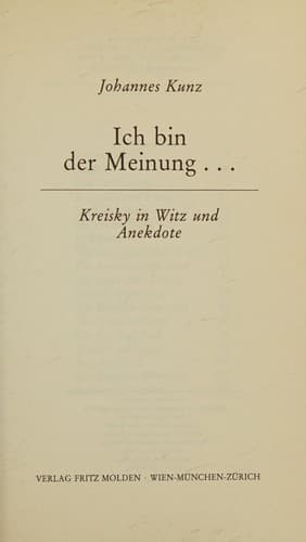 Tapa de Ich bin der Meinung ..