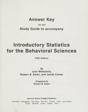Tapa de Answer key for the Study guide to accompany Introductory statistics for the behavioral sciences by Joan Welkowitz, Robert B. Ewen, and Jacob Cohen