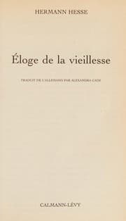 Tapa de Eloge de la vieillesse